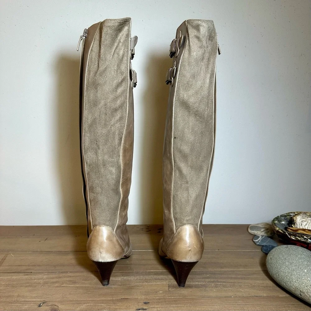 Cole Haan x Nike Air Taupe Leather Heeled Boots - Picture 4 of 7